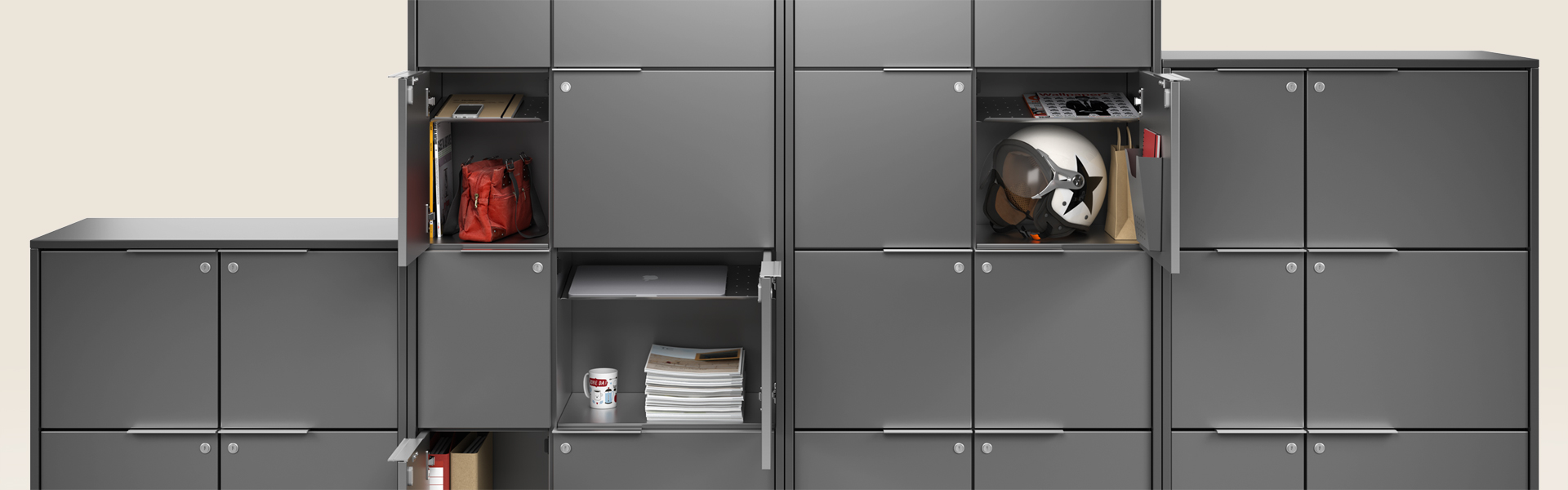 Frames, office lockers